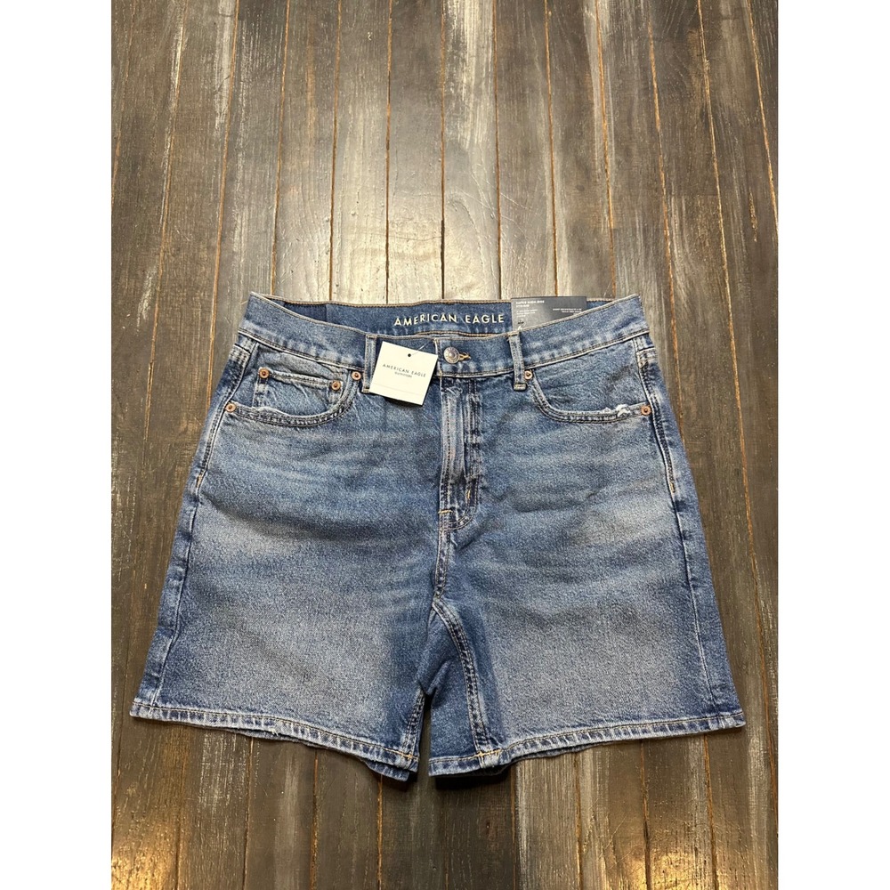 American Eagle Super High-Rise Strigid 6" Relaxed Denim Shorts